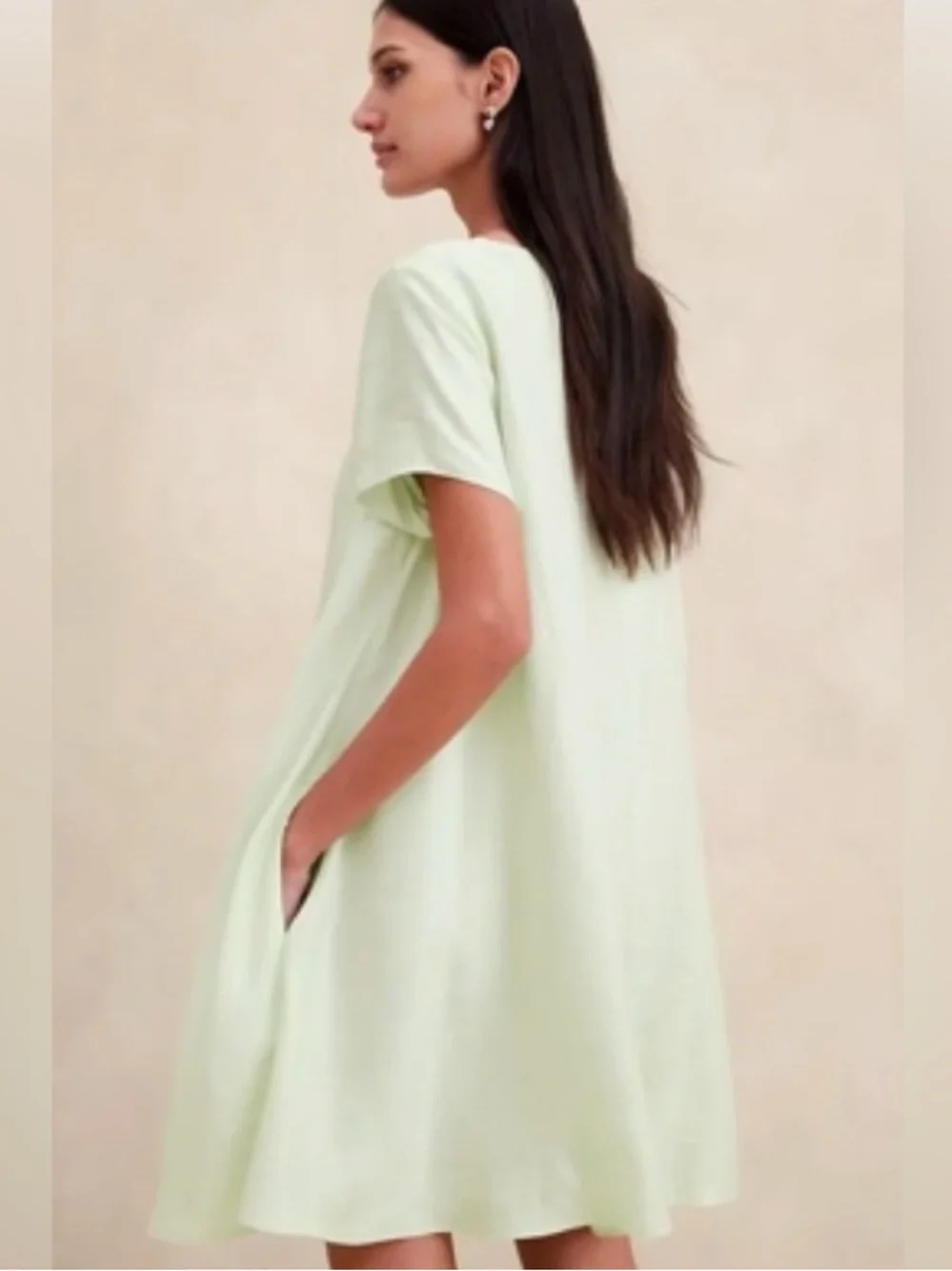 NWT Banana Republic Aurelia Dress - Pale Green - Medium Petite - Picture 3 of 11